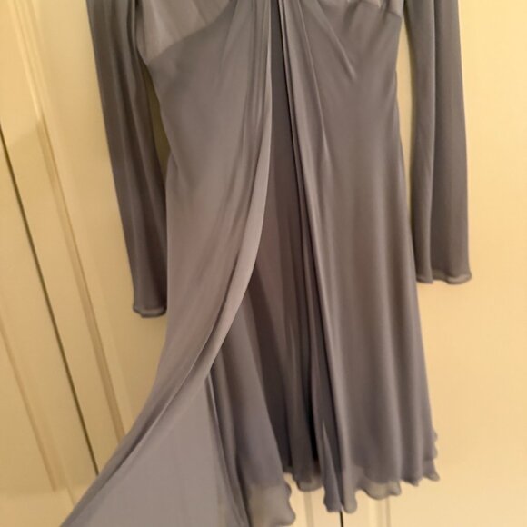 VINTAGE Grey Satin and Chiffon Donna Riccio Dress Excellent Condition Size 8 - Picture 2 of 6